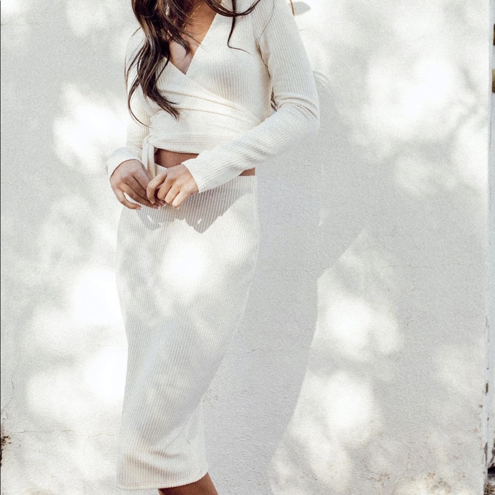 Cape Town cream wrap top and skirt set